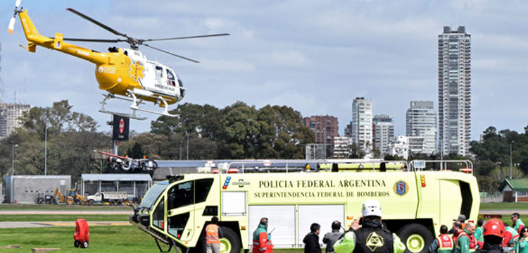 Simulacro de accidente en el Aeroparque Jorge Newbery