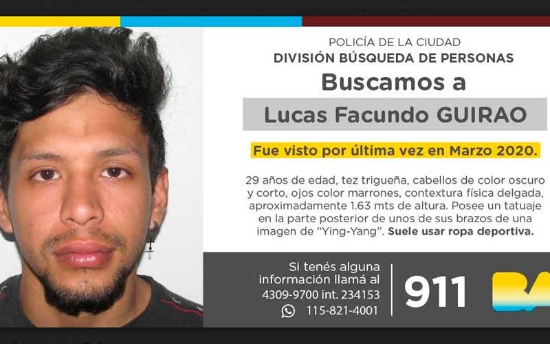 Búsqueda de persona – Lucas Facundo Guirao