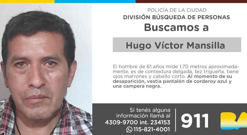 Búsqueda de persona – Hugo Víctor Mansilla